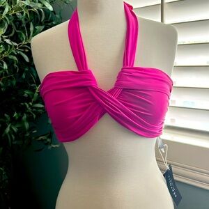 NWT Seafolly Women's Bandeau Halter Bikini Top, Eco Collective Hot Pink Size 10